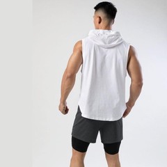 Gym Bodybuilding Men’s Hooded Tank Tops T Shirt Sleeveless Vest Workout Hoodie