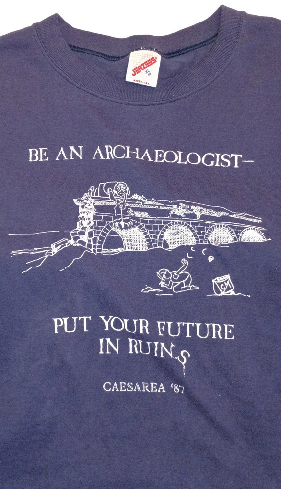VGT Jerzees Graphic Print T Shirt Mens XL Caesarea Maritima in 87 archaeologists