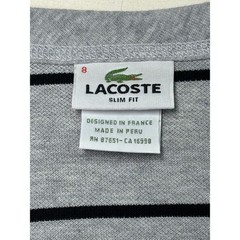 Lacoste Slim Fit Mens Long Sleeve Black Stripe Crew Neck Cotton Shirt Size 8