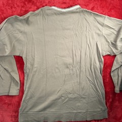 Columbia Men’s V-Neck Long Sleeve T-Shirt Olive Green Striped Collar Size L