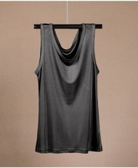 Men’s 100% Silk Tank Tops Crew Collar Sleeveless T-Shirt Knitted Undershirt Tops