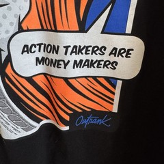 Outrank Graphic T Shirt Black Action Takers Are Money Makers Pop Art Size XXL