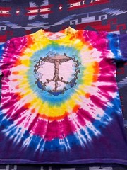 Vtg 90s Fairy Elf Peace Sign Mushrooms T Shirt Hippy Tie Dye Single Stitch USA L