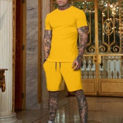 Men’s Summer Outfit 2-Piece Set Sweatsuit Short Sleeve T Shirts & Shorts Set Hot