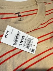 Mode of One Mens Long Sleeve Relaxed Fit Stripe TShirt in Cinnamon Brûlée size S
