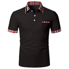 Lapel Men’s T-Shirt Summer Fashion Casual Blouse Business Solid Color V-neck