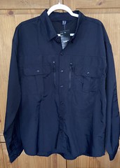TACVASEN Men Large Black Tactical Shirt Quick Dry Breathable Long Sleeve New