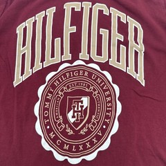 Tommy Hilfiger T-shirt Long Sleeve Youth Boy S 8-10 Burgundy Graphic Print.13961
