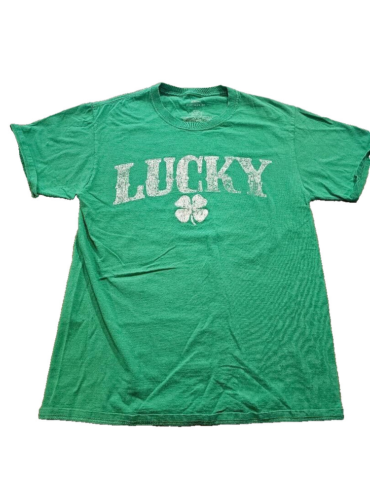 Irish themed Tee Shirt Green with Shamrock “Lucky” Size S (34/36)