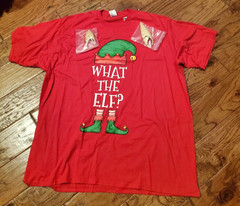 2 pair Ears & T shirt NWT male 3XL red WHAT THE ELF 100% cot Port & Co CHRISTMAS