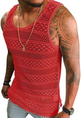 Mens Mesh See Through Tank Top Sleeveless Muscle Fit Sexy Vest Shirt
