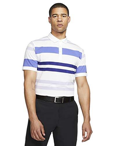 Nike Dri Fit Player Stripe Golf Polo White Purple Sz Large AV4172 102