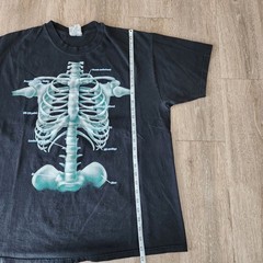 Vintage 90s Discovery Channel Skeleton Rib Cage Tshirt Size XL Black
