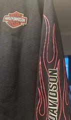 XL Harley-Davidson Motorcycles Black Long Sleeve Shirt with Flame Sleeve Graphic