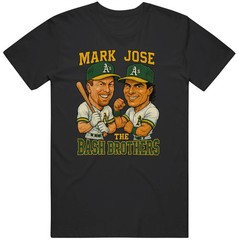 Bash Brothers Retro Baseball Caricature Style Vintage Graphic Black Tee ON TREND