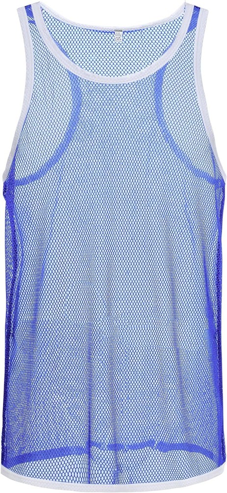 Zonbailon Mens Tank Sexy Mesh Vest Breathable See Through Sleeveless Sleepwear