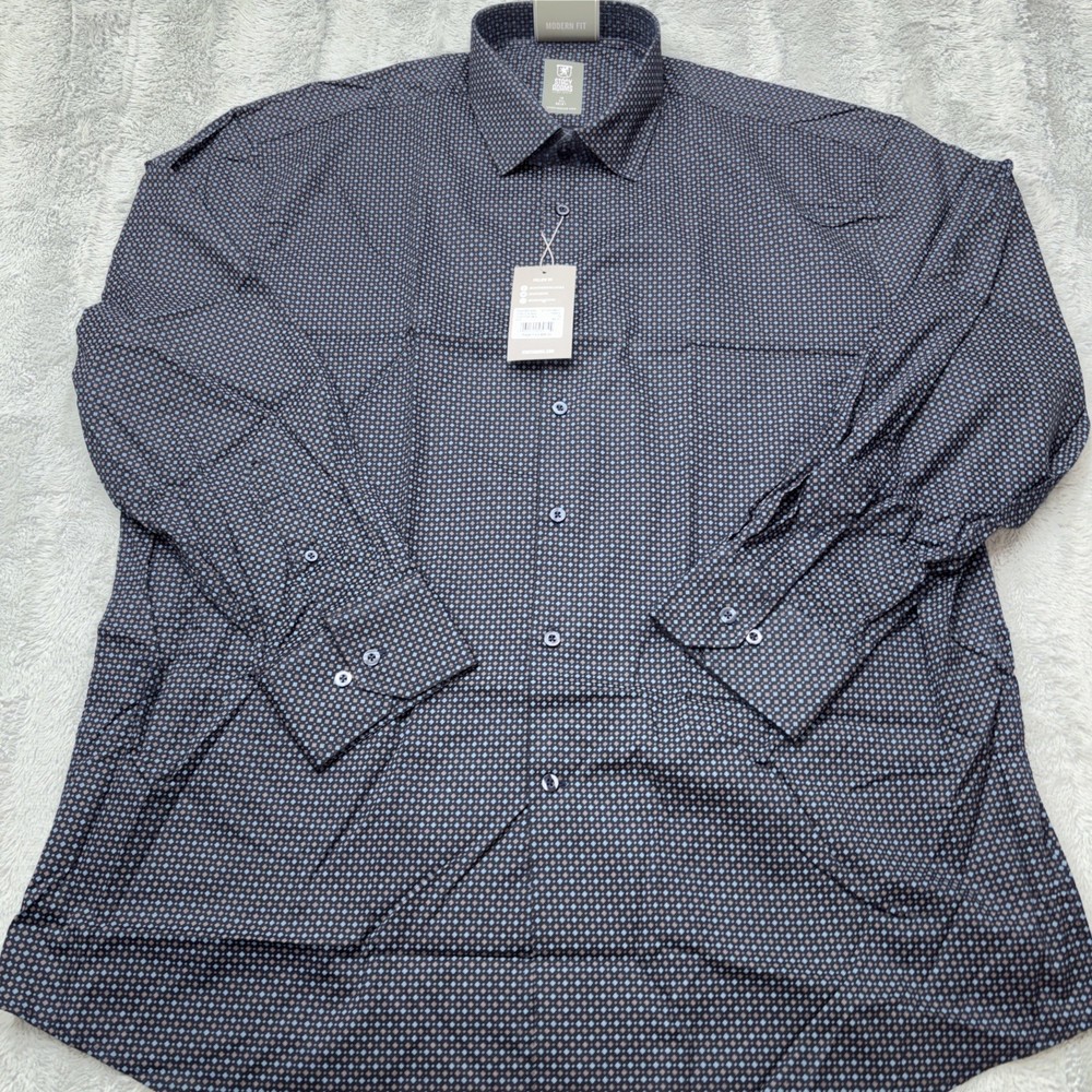Stacy Adams Modern Fit Vintage Geometric Diamond Print Men’s Shirt Retro 3XL