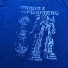 Transformers Shirt Adult XL Short Sleeve Blue Top Cotton Mens