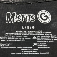 Misfits The Fiend Skull Punk Rock Band Mineral Wash T-Shirt Size Large