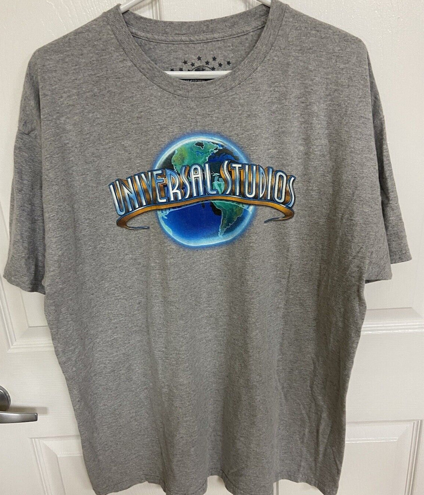 Universal Studios Gray Solid Graphic Short Sleeve Cotton Blend T-Shirt Adult XL