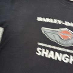 Vintage Harley Davidson T Shirt Men 3XL Asia US XL Black Shanghai 100 Years