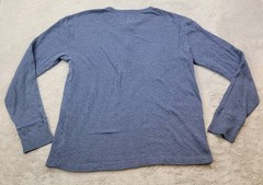 Polo Ralph Lauren Henley Shirt Mens Medium Blue Long Sleeve Lined Button Tee