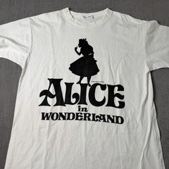 Vintage Alice In Wonderland Single Stitch Tshirt Mens Large White 80s