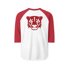 Red Tiger Face Raglan Shirt – Red & White 3/4 Sleeve Baseball Tee