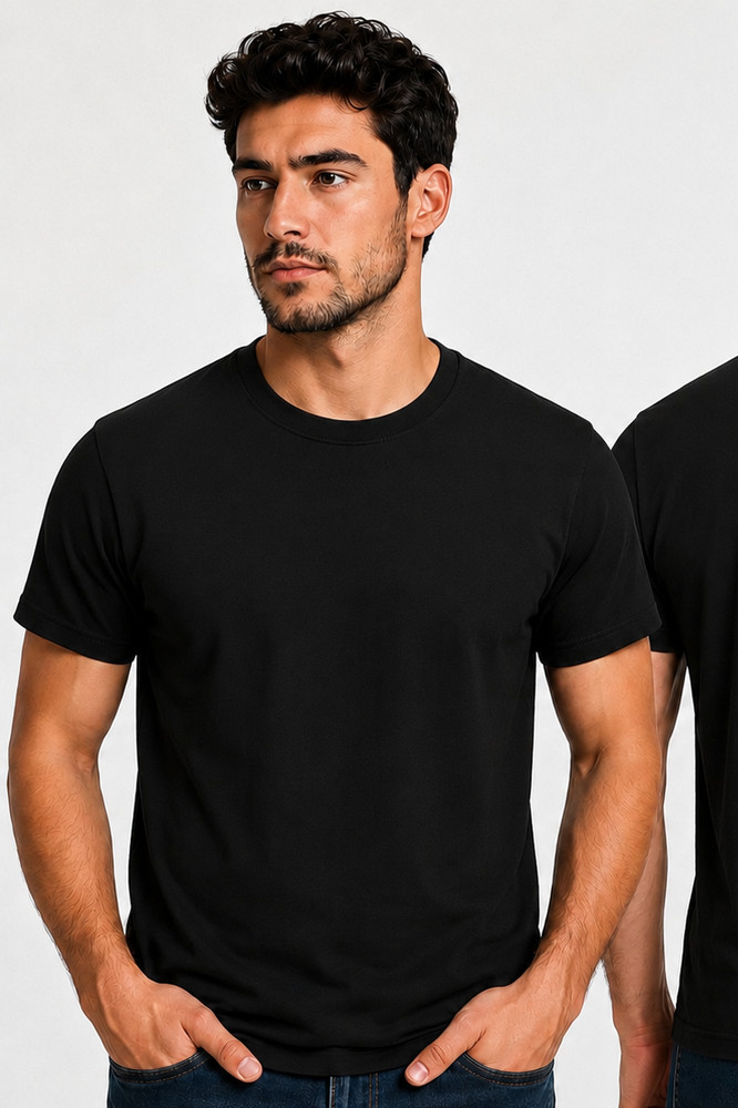 Men’s Heavy Cotton T-Shirt Plain Blank Crew Neck Short Sleeve Tee S-XL 220 gsm