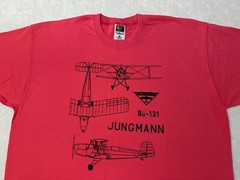 Vintage 1990s 90s Bucker Bu-131 Jungman Airplane Graphic Design T-Shirt, XL NEW