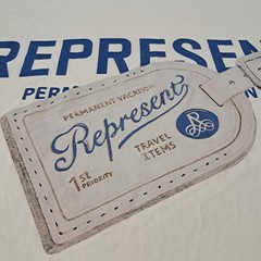 Represent Luggage Tag R Tee Permanent Vacation Travel Priority T-Shirt Men’s XL