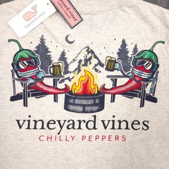 Vineyard Vines Shirt Mens S Heather Gray Chilly Peppers Campfire Long Sleeve NEW