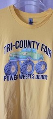 Men’s Gildan XL T-Shirt Yellow Tri-County Fair Power Wheels Derby Grant County