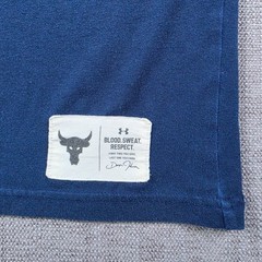 Under Armour Project Rock Shirt Mens Large L Blue Ombre Brahma Bull Graphic Tee