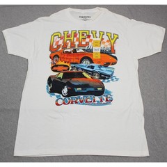 Chemistry T-Shirt Mens L White Chevy Corvette Classics Graphic Retro Cotton