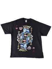Avirex King Playing Card Graphic T Shirt XL Black Raised Print Streetwear