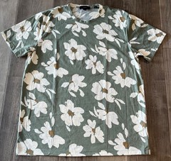 Vince Men’s Short Sleeve Tee Floral Print Green 100% Pima Cotton Sz L NWOT