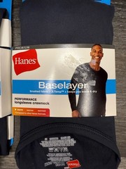 2pk Hanes Men’s Thermal Long Sleeve Performance Base layer Crewneck Gray Small