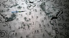 Medium Krew Brand Women Skulls Drinking Smoking Short Slv Button Damaged Shirt