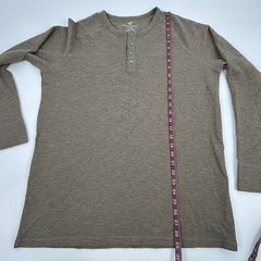 Mack Weldon Henley Shirt Men’s XL Brown Waffle Knit Long Sleeve