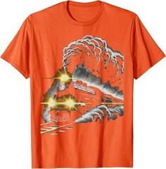 Steam Engine Train Vintage Locomotive Conductor Men Boys T-Shirt