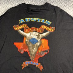 Harley Davidson Austin Graphic T 2XL VTG Y2K SRV Capitol Skull Pistons Flames