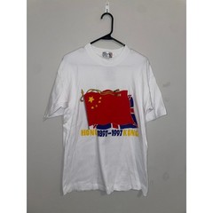 Vintage Hong Kong Independence Shirt 100 Years Flag Graphic White Large Tee VTG