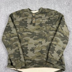 Lee Henley Shirt Mens Large Camo Fleece Lined Waffle Knit Long Sleeve Pullover
