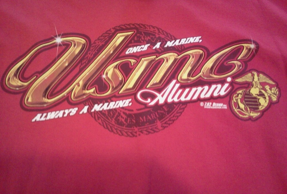 New Red T-Shirt MILITARY USA USMC US Marines alumni Red M the FEW the PROUD