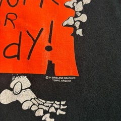 Vintage 90s Jerzees Halloween Skeleton Will Work For Candy Men’s T Shirt XL