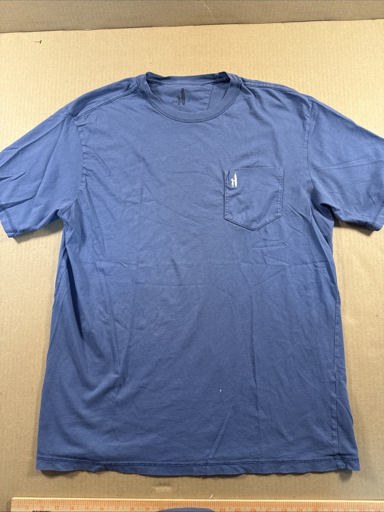Johnnie O Pocket T Shirt Mens Large Blue Embroidered Logo Tag Less Casual Summer