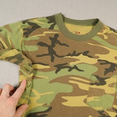 Rothco Woodland Camo Pocket Tee Men’s Small Distressed Military