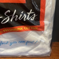 Vintage Hanes A-Shirt 100% Preshrunk Cotton, USA Made, Sealed.