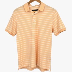 Rag & Bone Size M Polo Shirt Orange Striped Short Sleeve Collared Cotton Blend